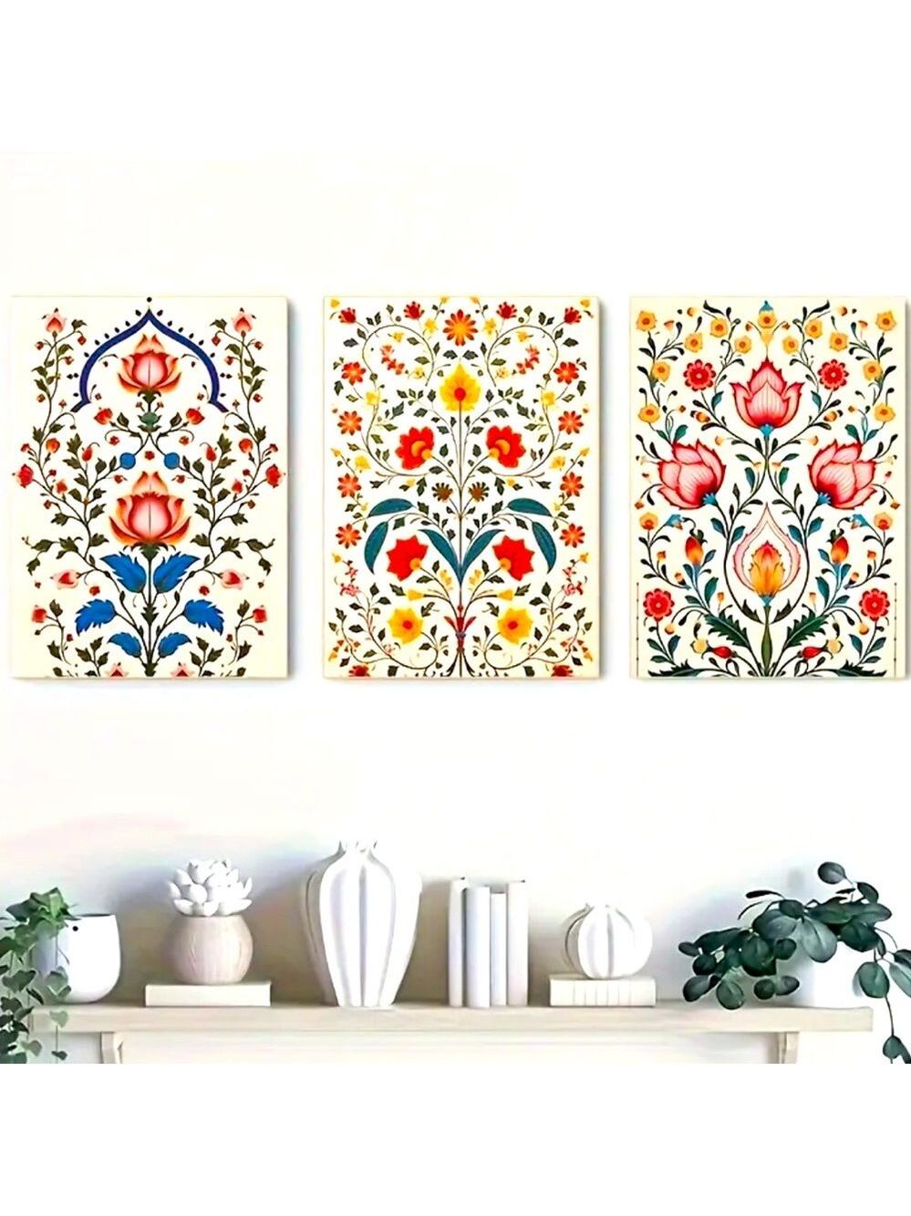 Matching Set of 3 Botanical Canvas Prints Wall Art